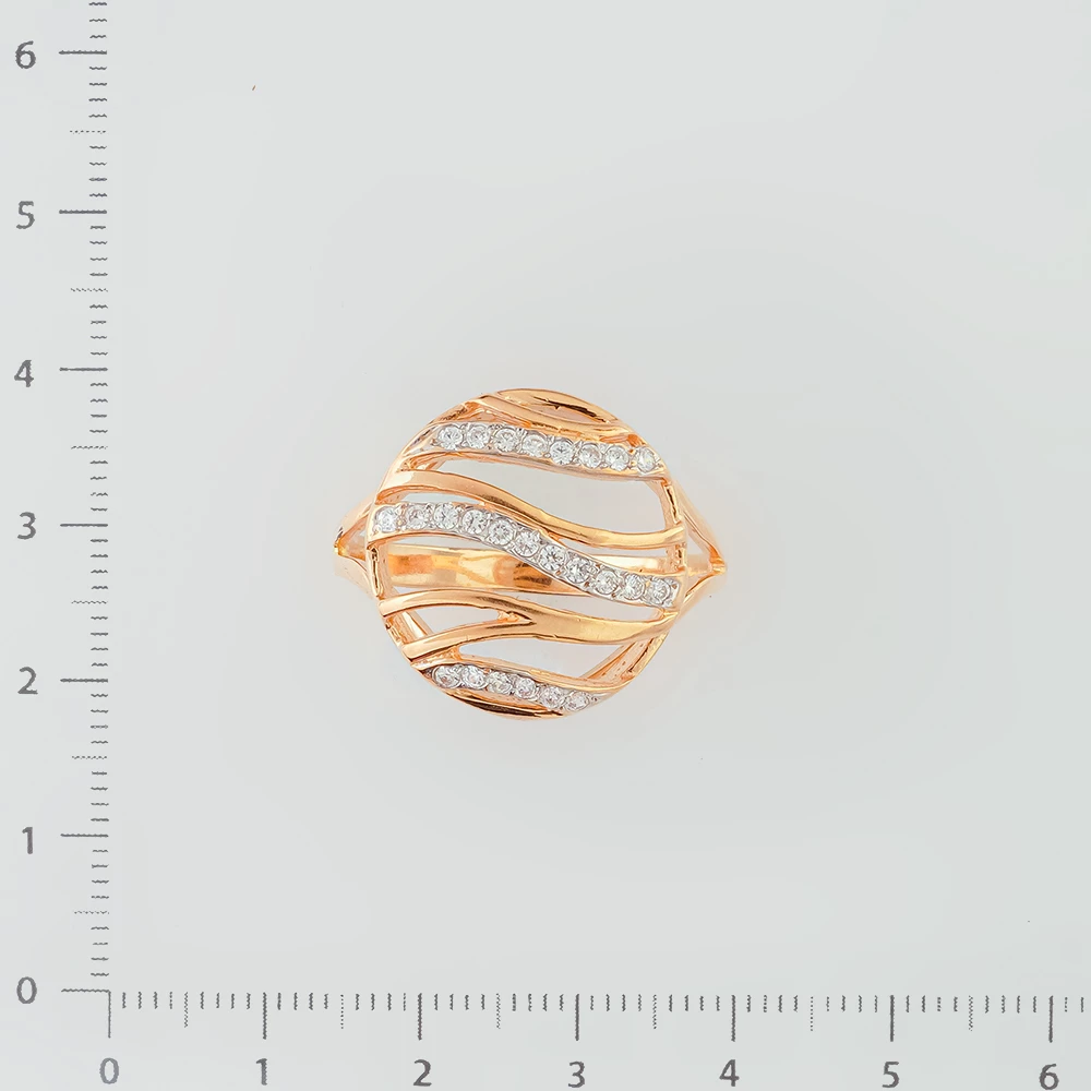 Кольцо с фианитом из красного золота 585 пробы