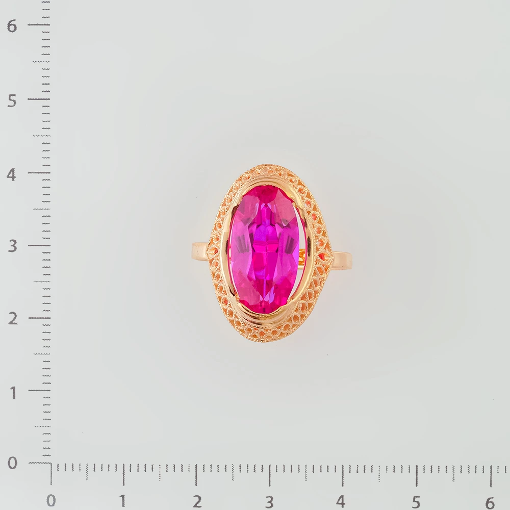 Кольцо с фианитом из красного золота 583 пробы