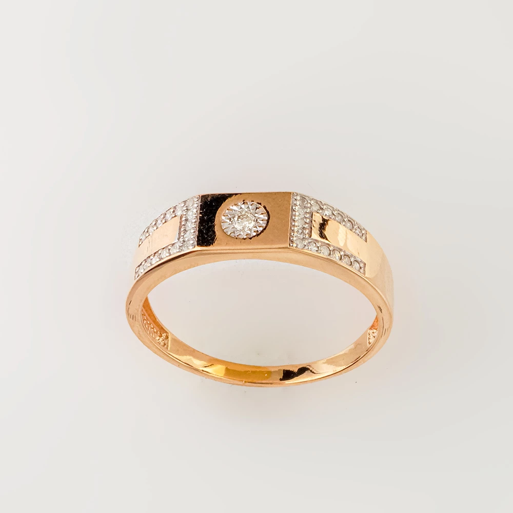 Кольцо с бриллиантом из красного золота 585 пробы