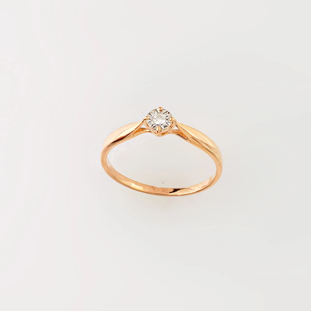 Кольцо с бриллиантом из красного золота 585 пробы