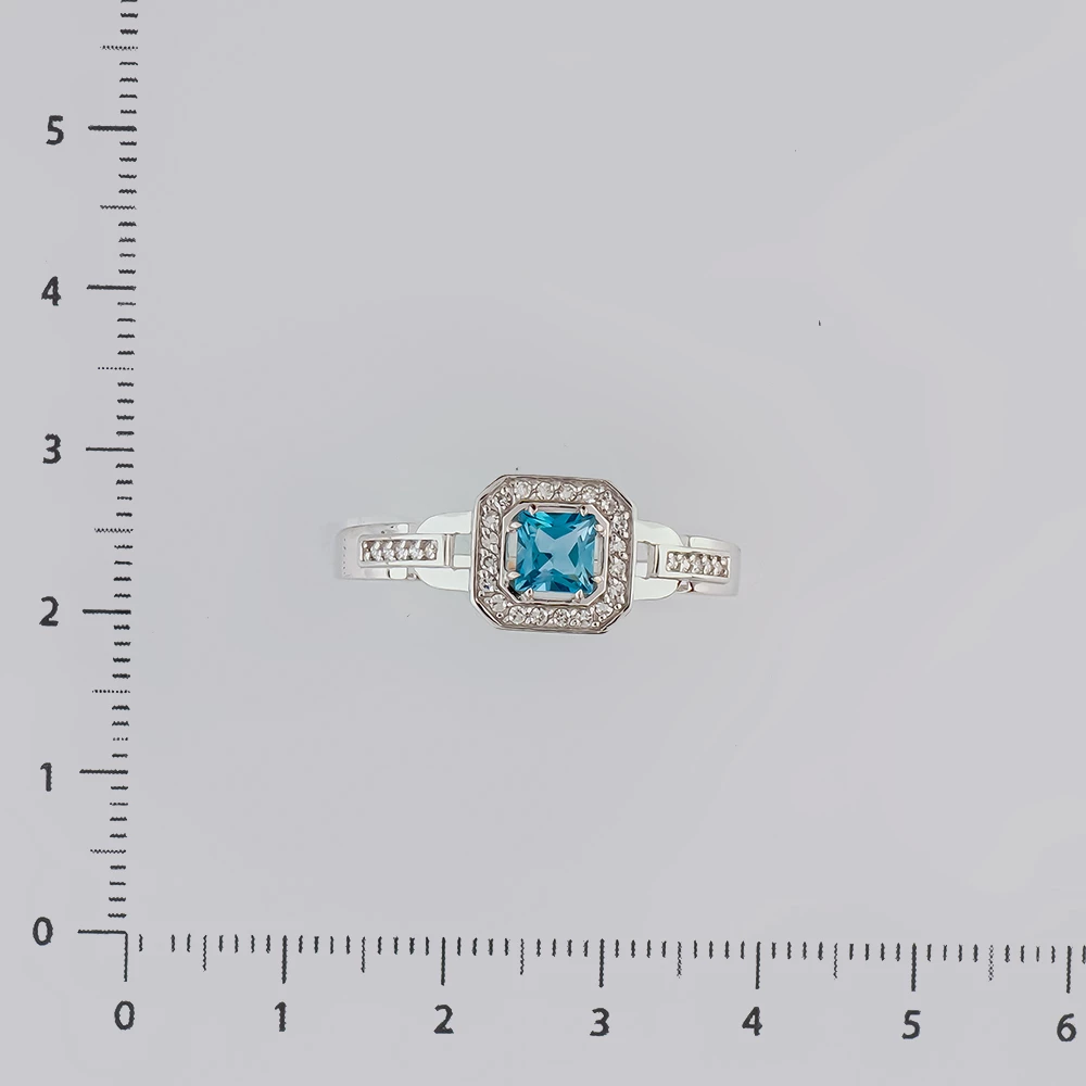 Кольцо с топазом из белого золота 585 пробы