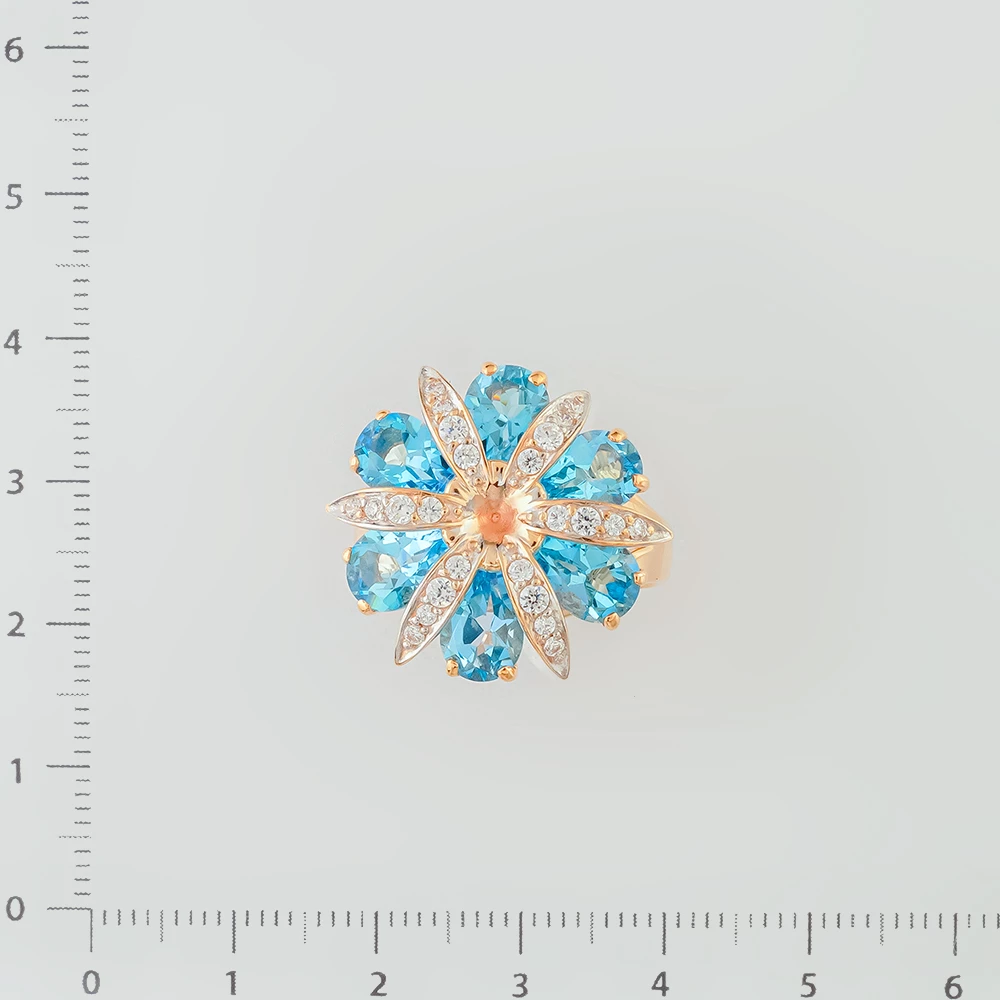 Кольцо с топазом из красного золота 585 пробы