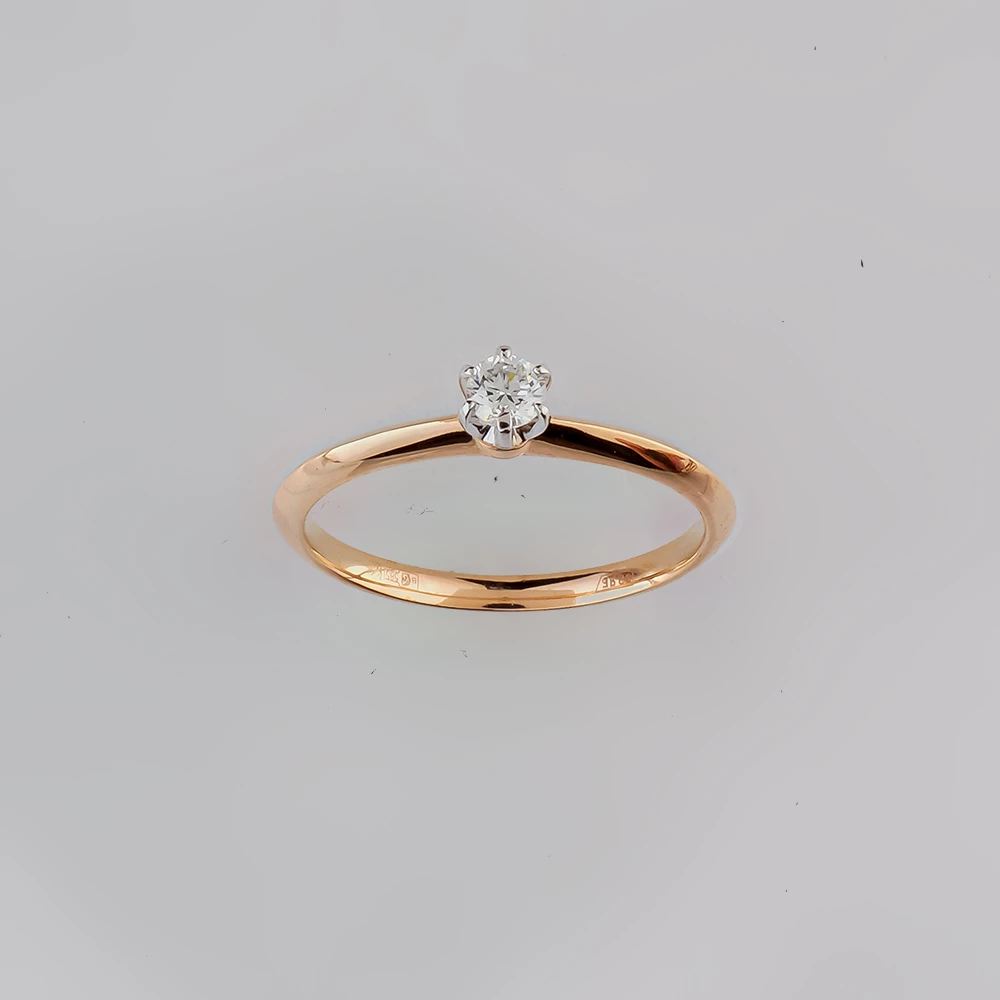 Кольцо с бриллиантом из красного золота 585 пробы