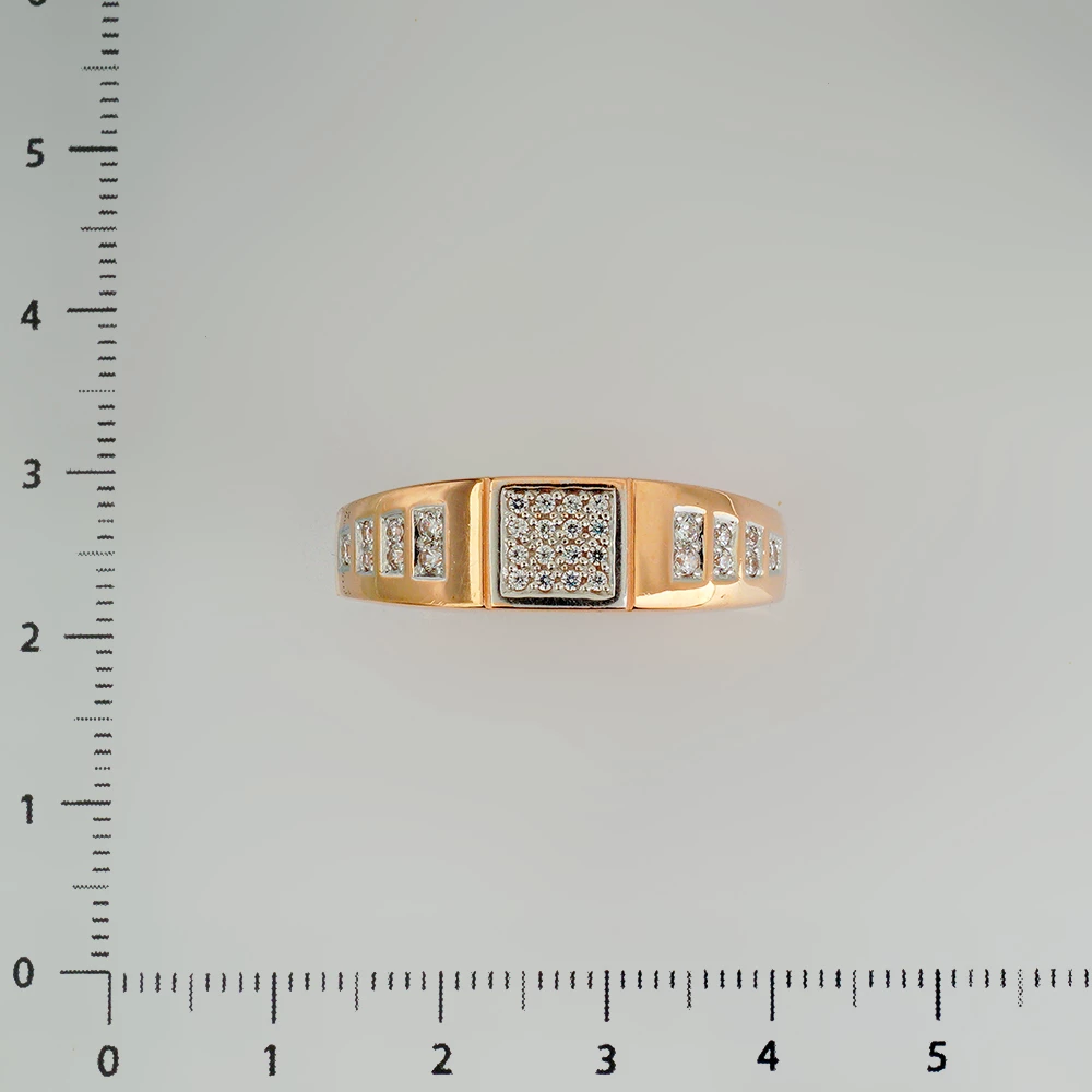 Кольцо с фианитом из красного золота 585 пробы