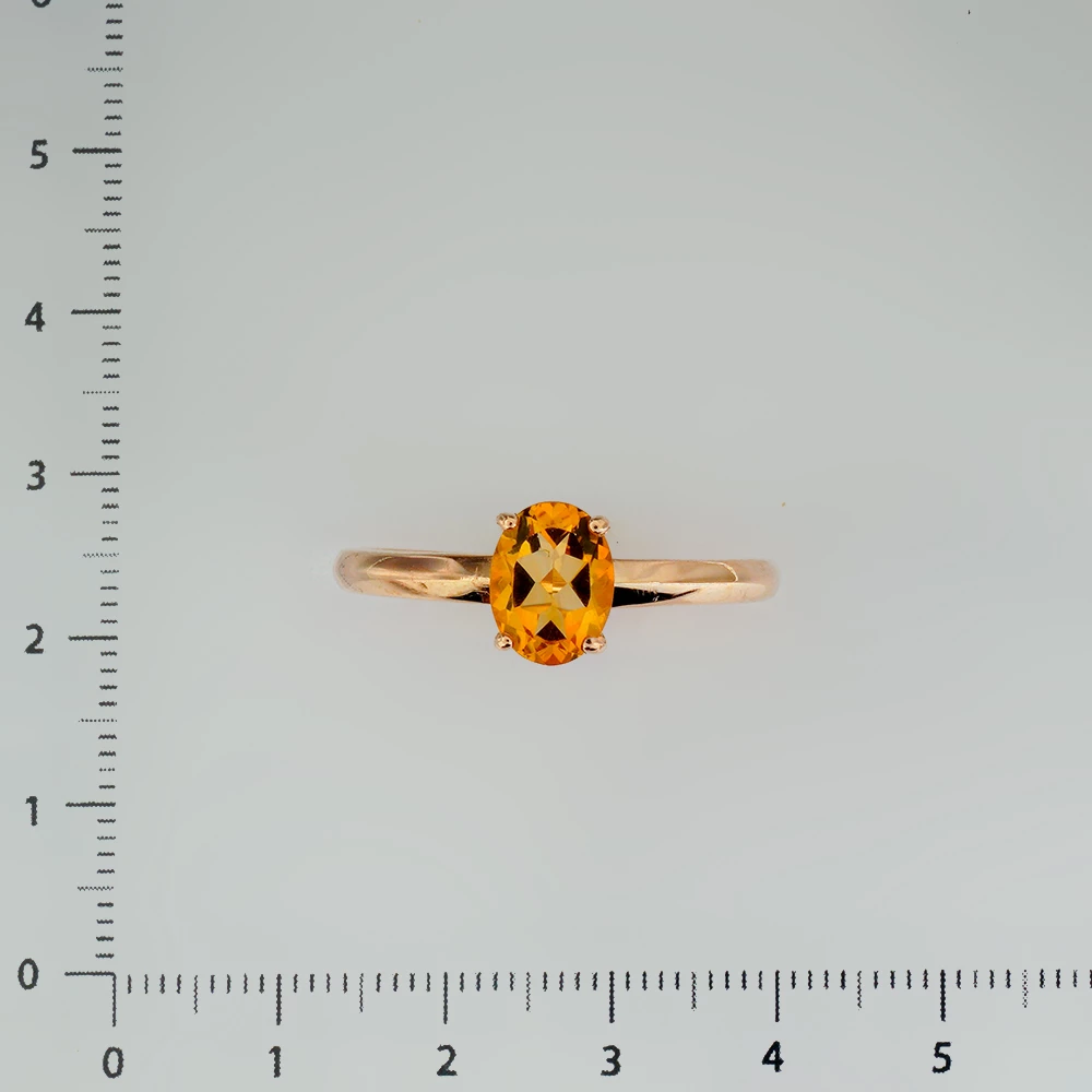 Кольцо с цитрином из красного золота 585 пробы