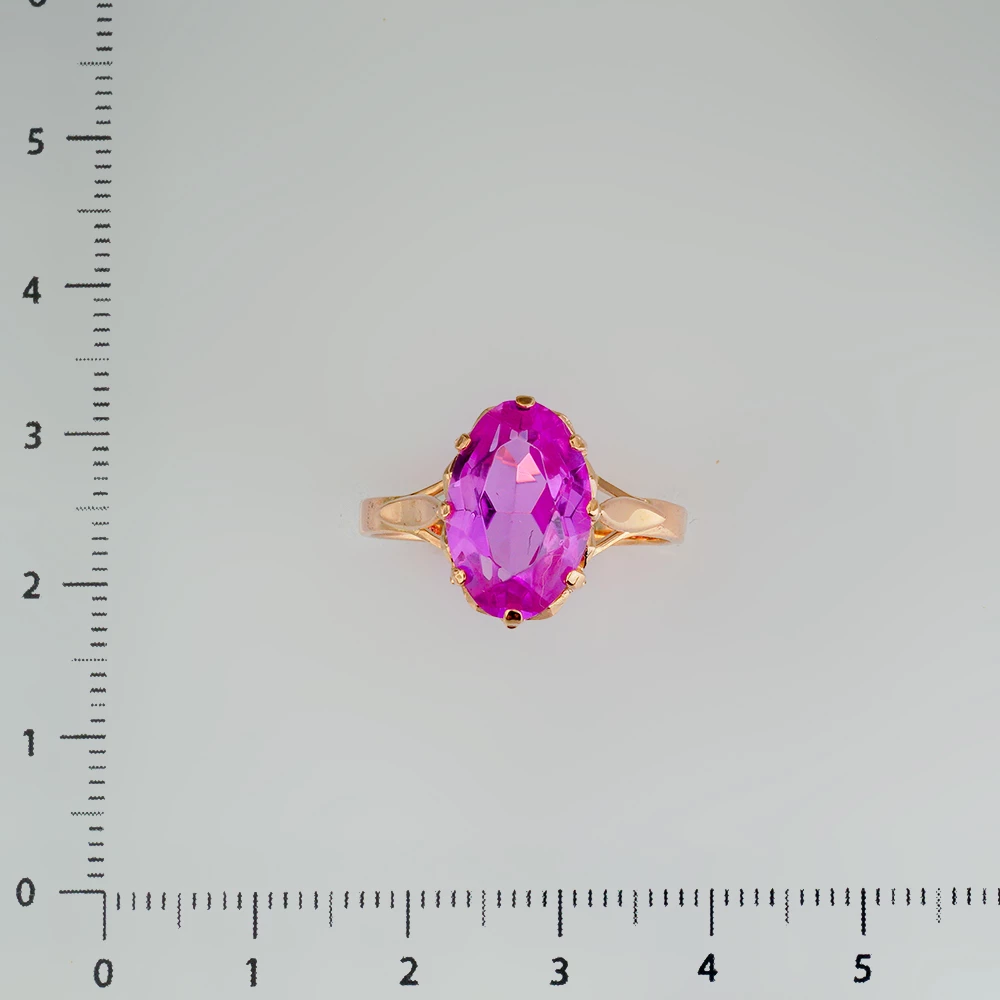 Кольцо с фианитом из красного золота 583 пробы