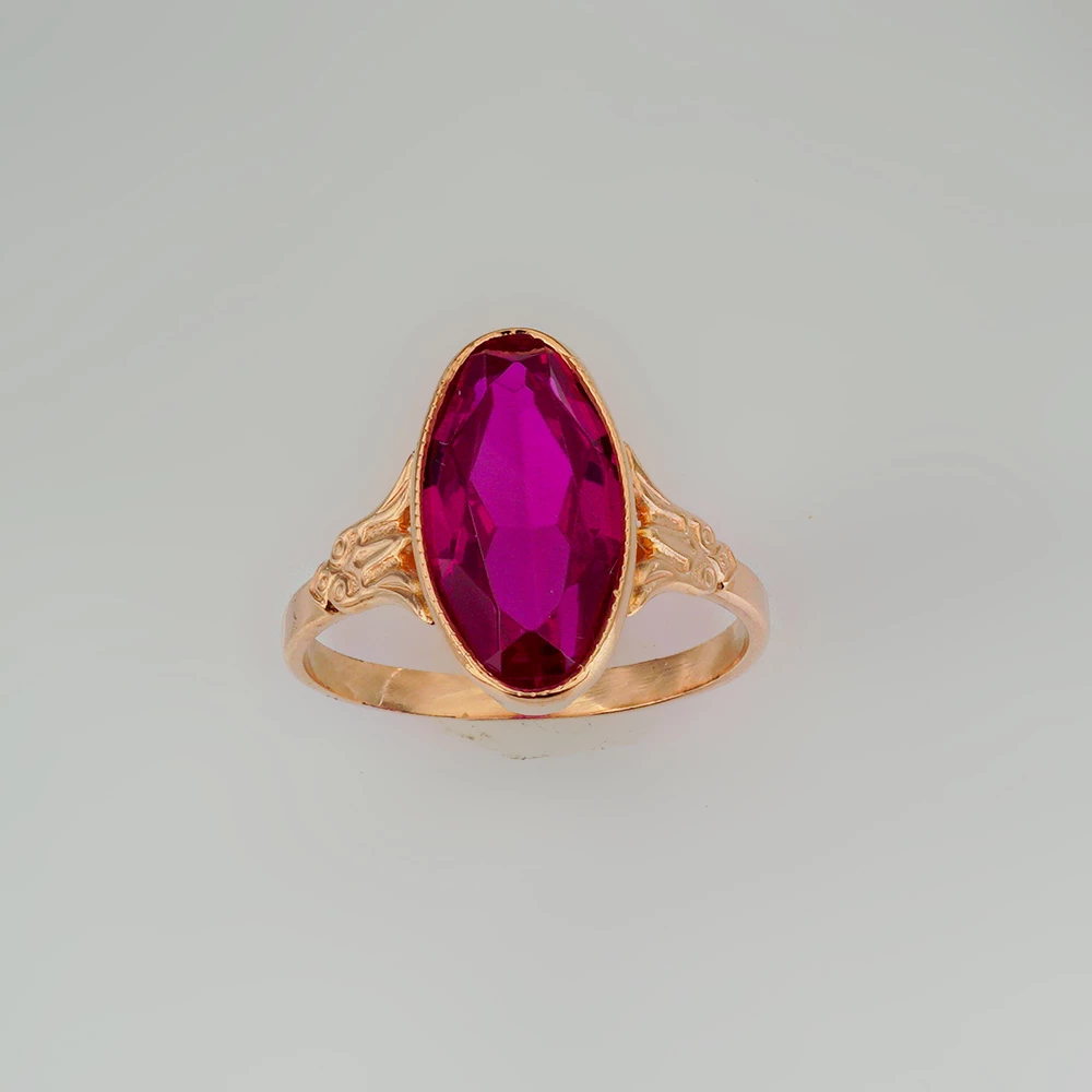 Кольцо с фианитом из красного золота 583 пробы