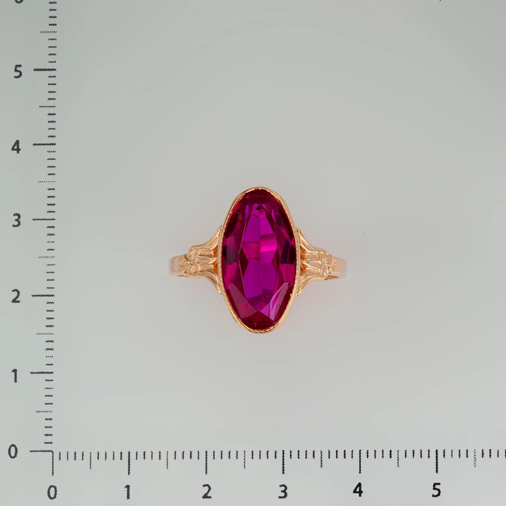 Кольцо с фианитом из красного золота 583 пробы