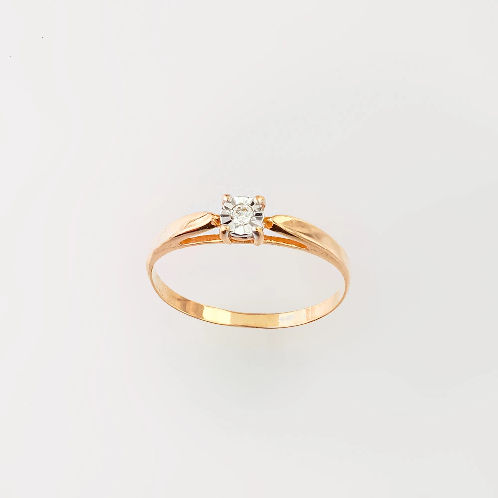 Кольцо с бриллиантом из красного золота 585 пробы