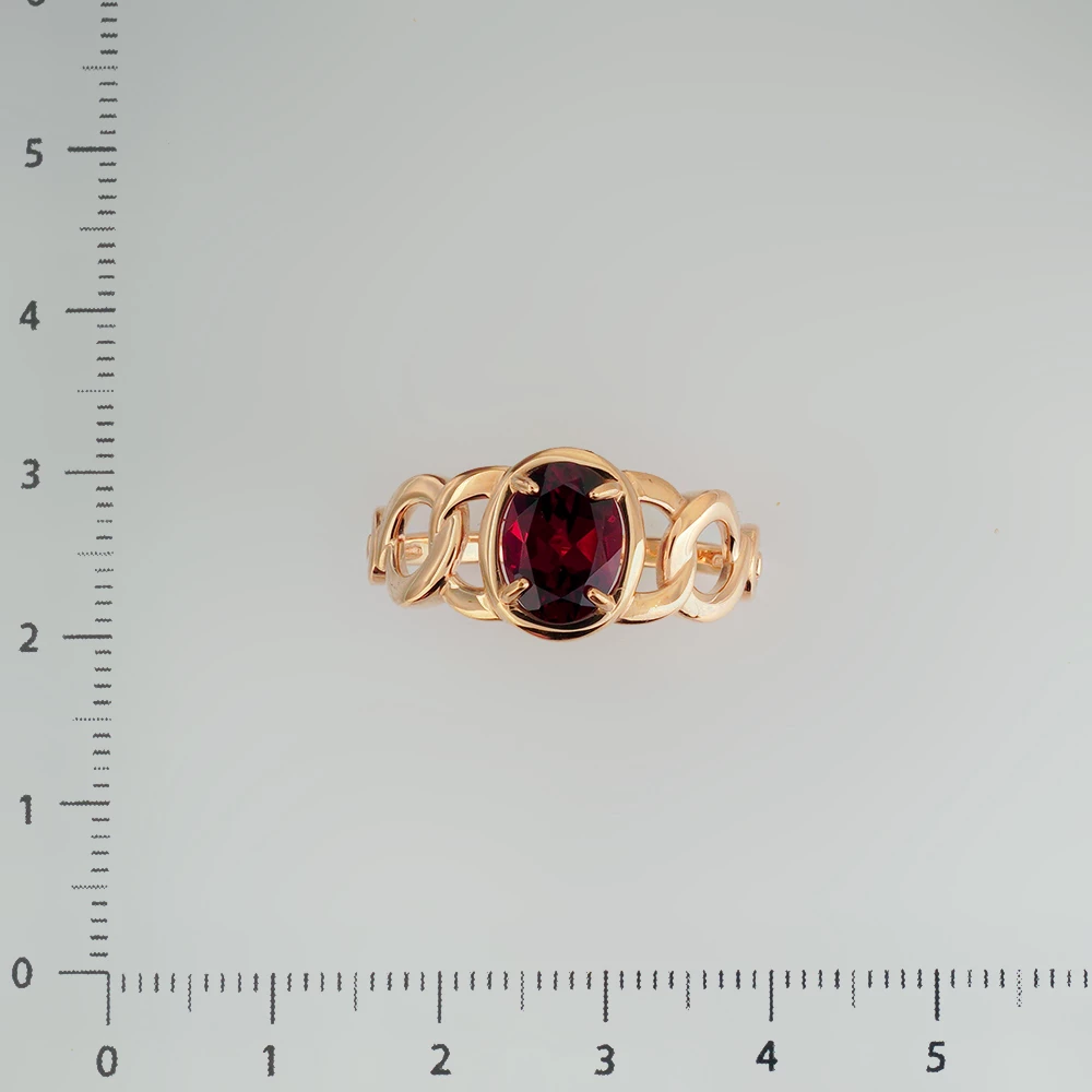 Кольцо с гранатом из красного золота 585 пробы