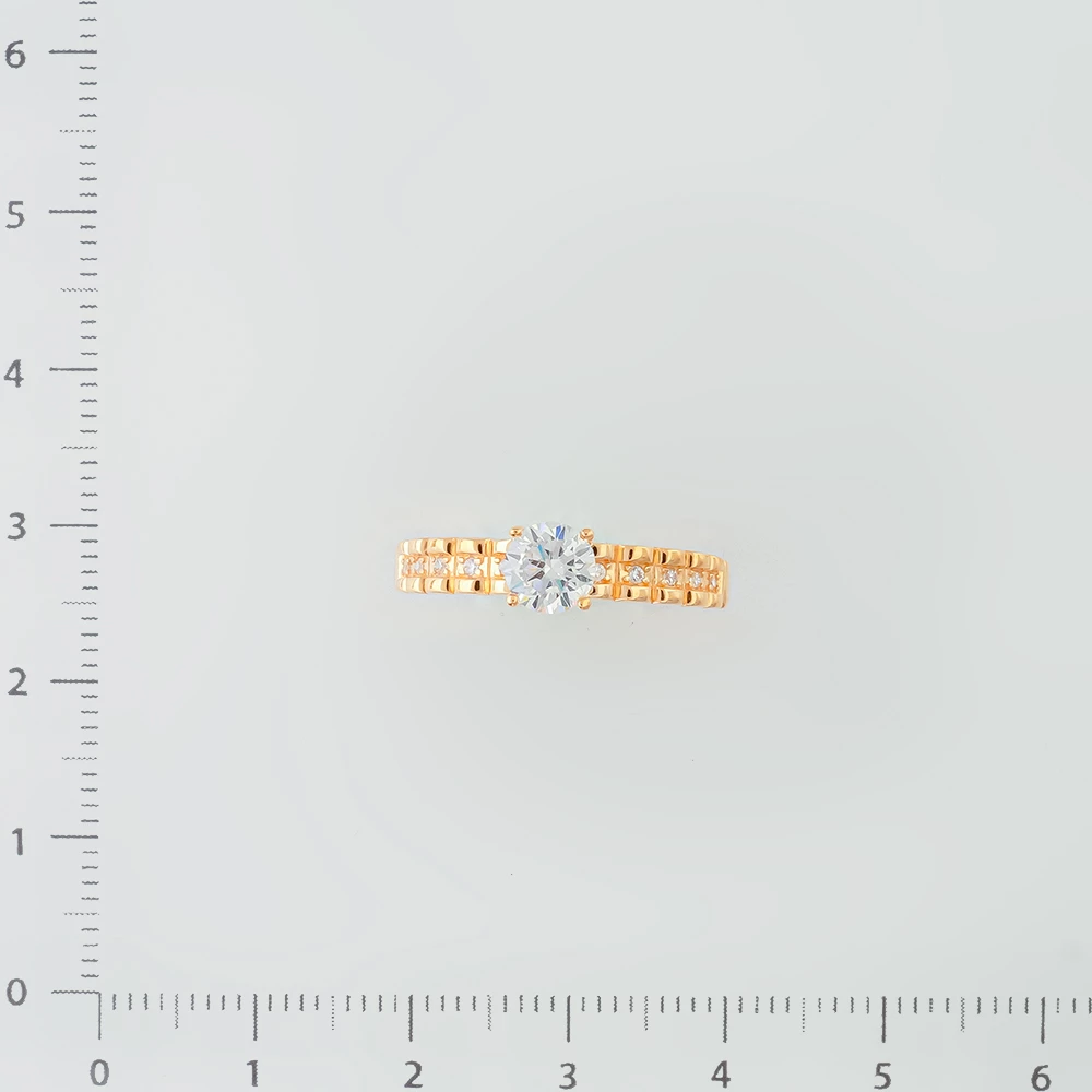 Кольцо с фианитом из красного золота 585 пробы