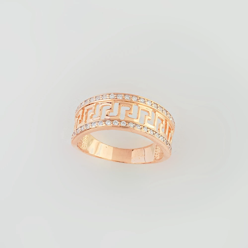 Кольцо с фианитом из красного золота 585 пробы