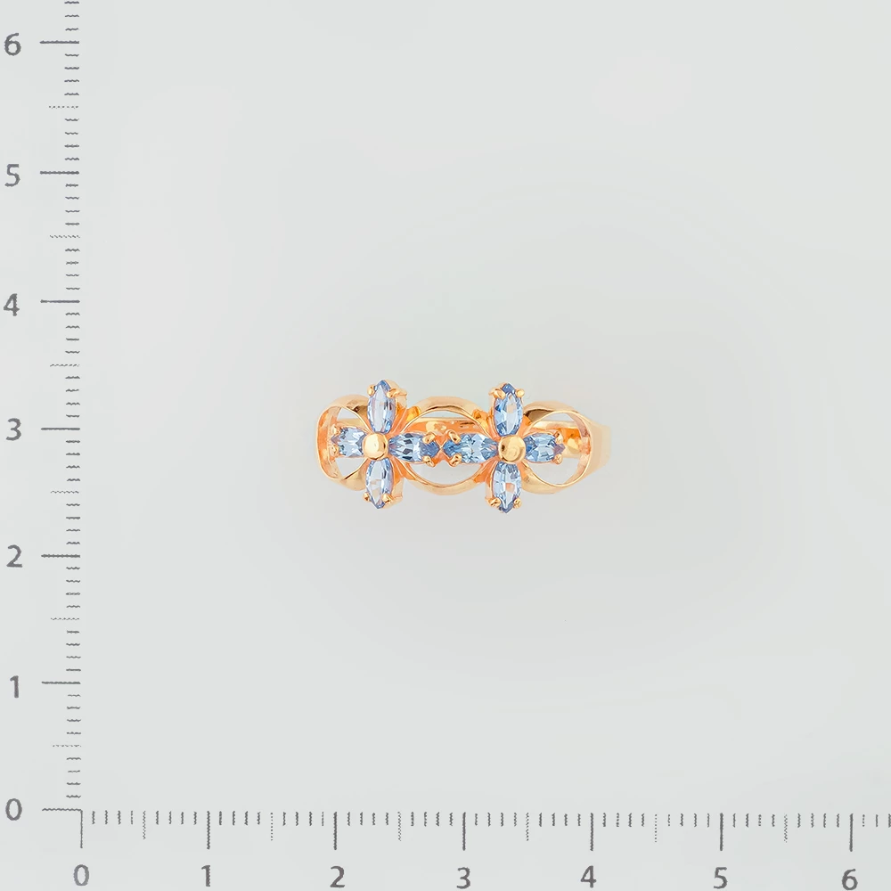 Кольцо с топазом из красного золота 585 пробы