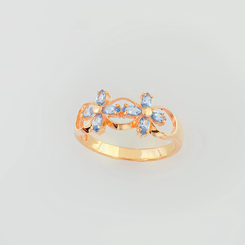 Кольцо с топазом из красного золота 585 пробы