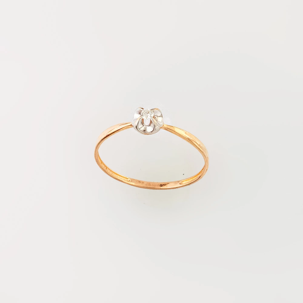 Кольцо с бриллиантом из красного золота 585 пробы