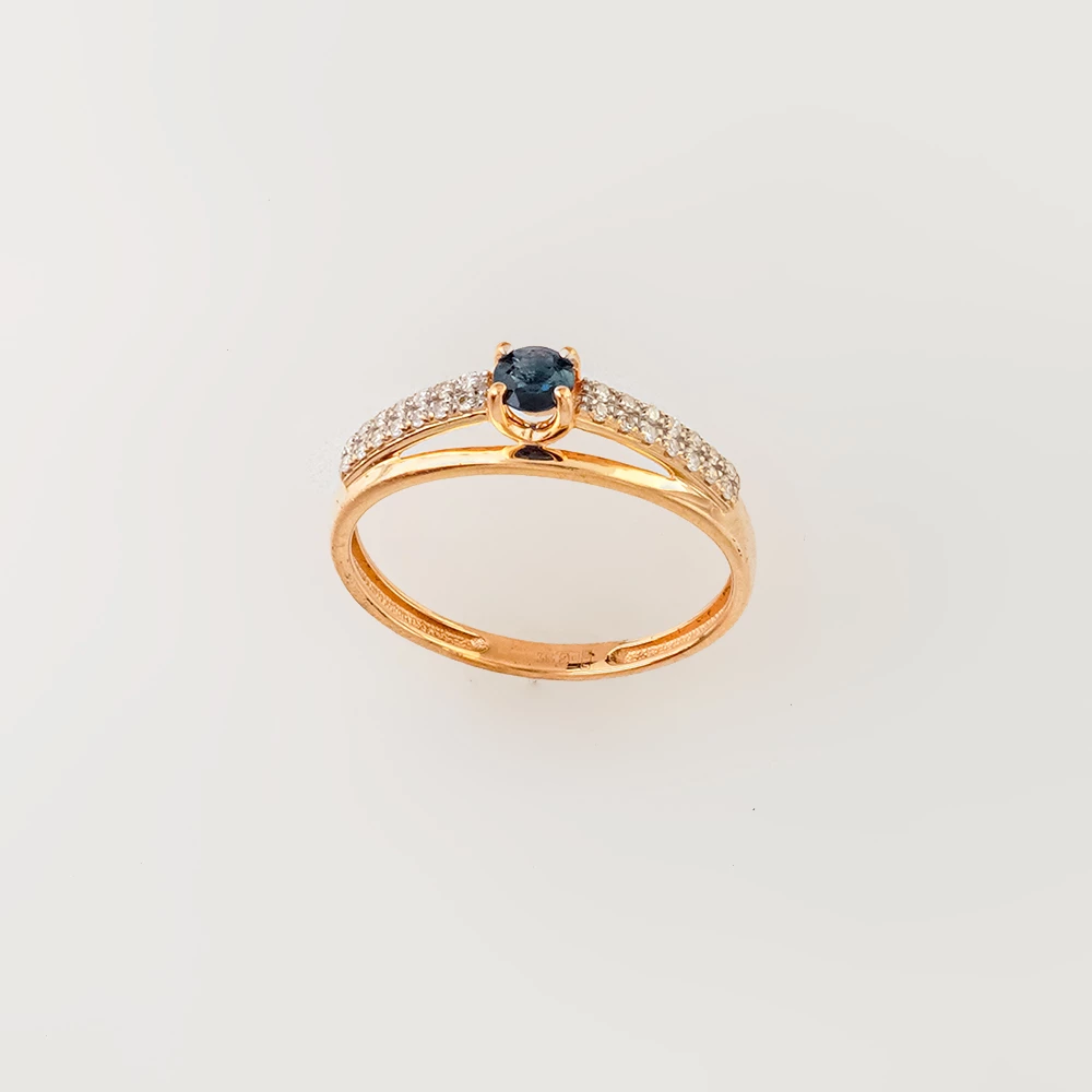 Кольцо с сапфиром из красного золота 585 пробы