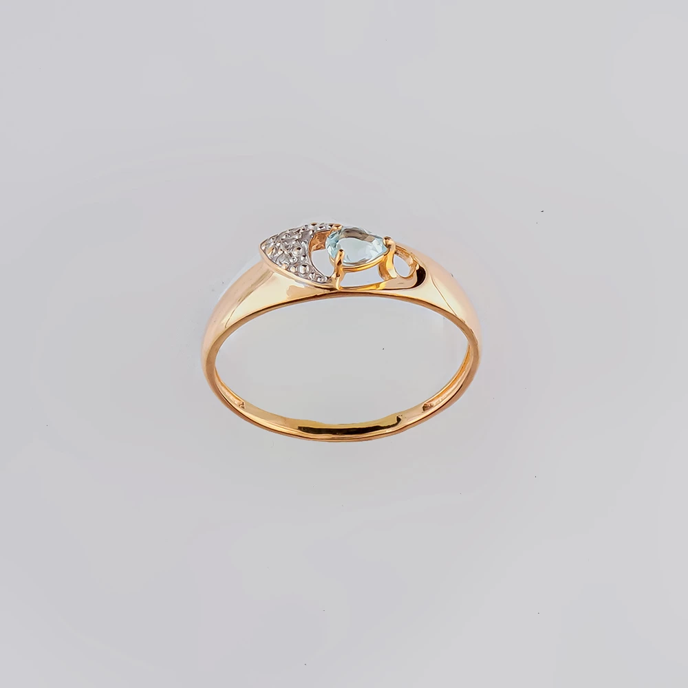 Кольцо с топазом из красного золота 585 пробы