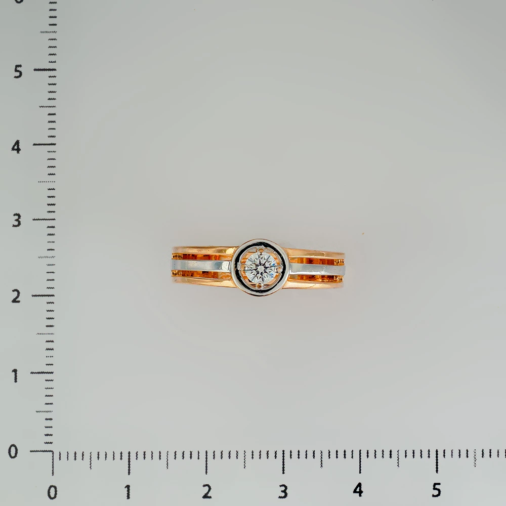 Кольцо с фианитом из красного золота 585 пробы