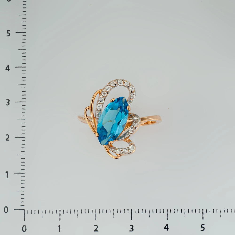 Кольцо с топазом из красного золота 585 пробы