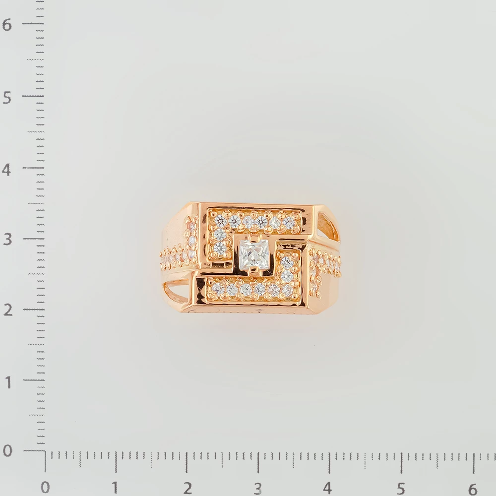 Кольцо с фианитом из красного золота 585 пробы