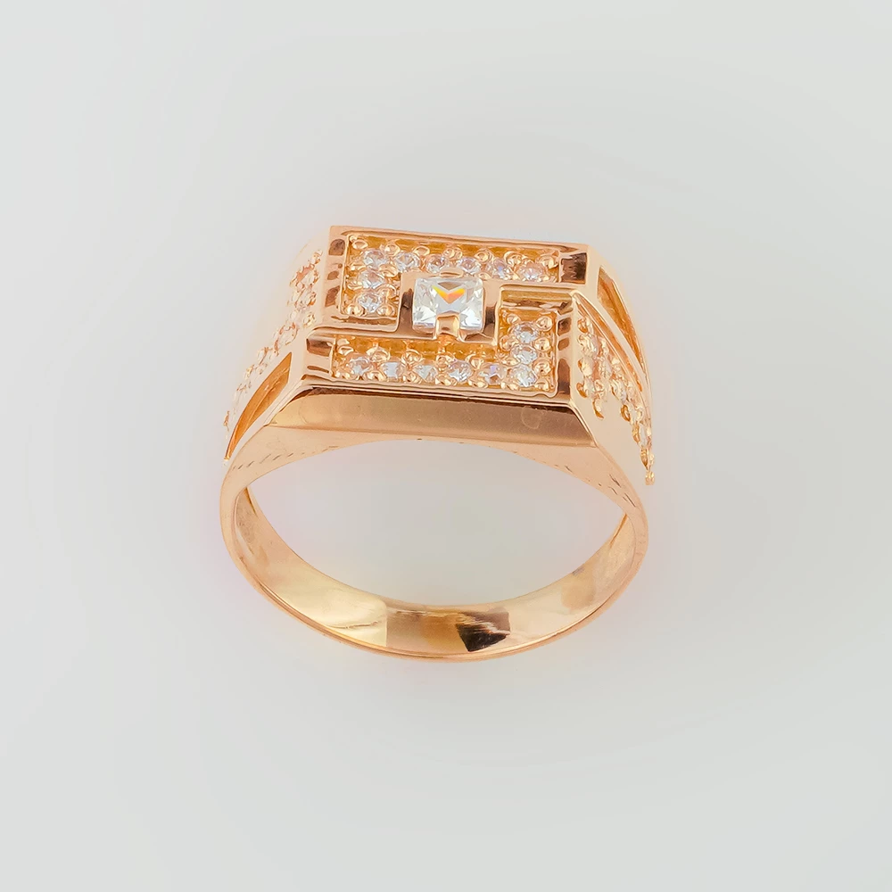 Кольцо с фианитом из красного золота 585 пробы