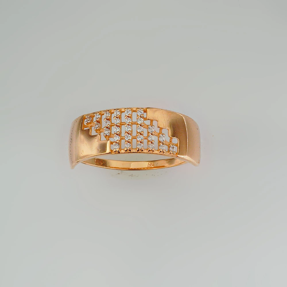 Кольцо с фианитом из красного золота 585 пробы