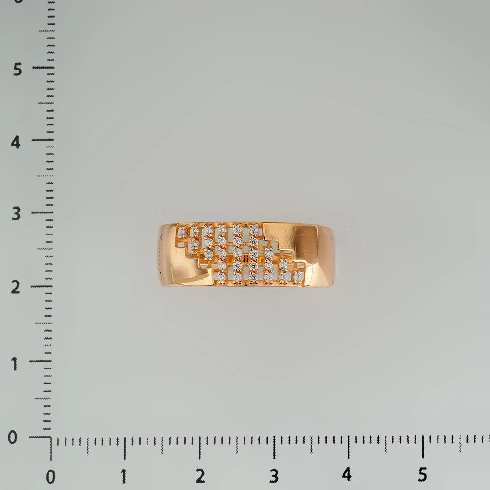 Кольцо с фианитом из красного золота 585 пробы