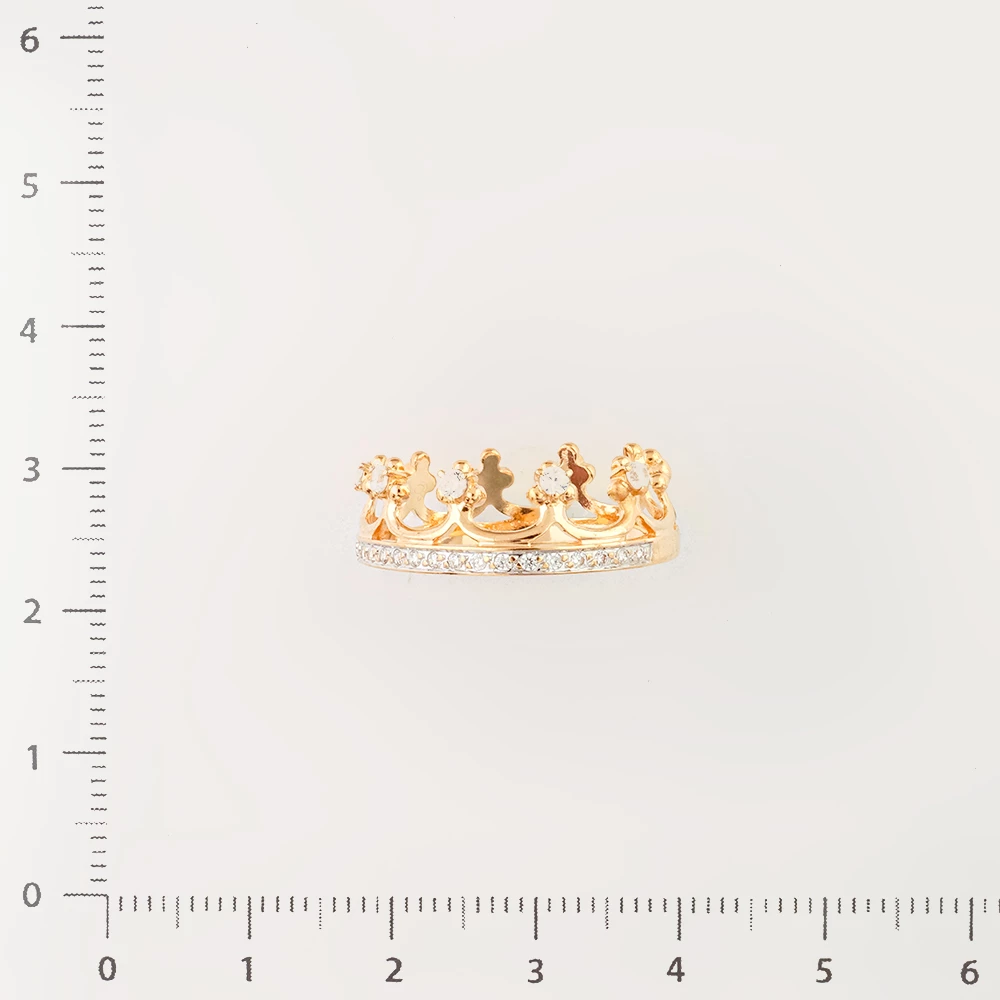 Кольцо с фианитом из красного золота 585 пробы