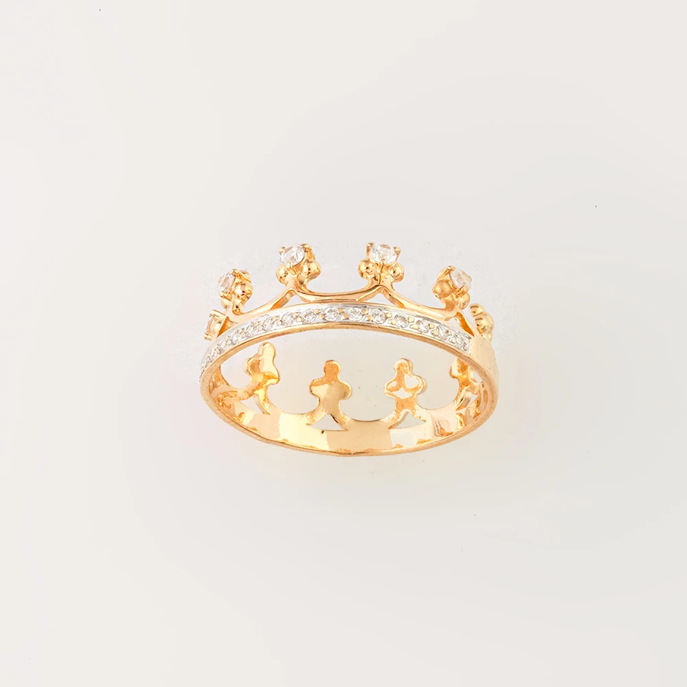 Кольцо с фианитом из красного золота 585 пробы