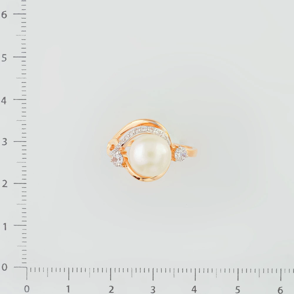 Кольцо с культивированным жемчугом из красного золота 585 пробы