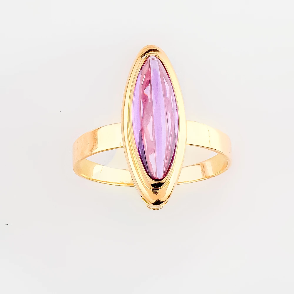 Кольцо с фианитом из красного золота 583 пробы