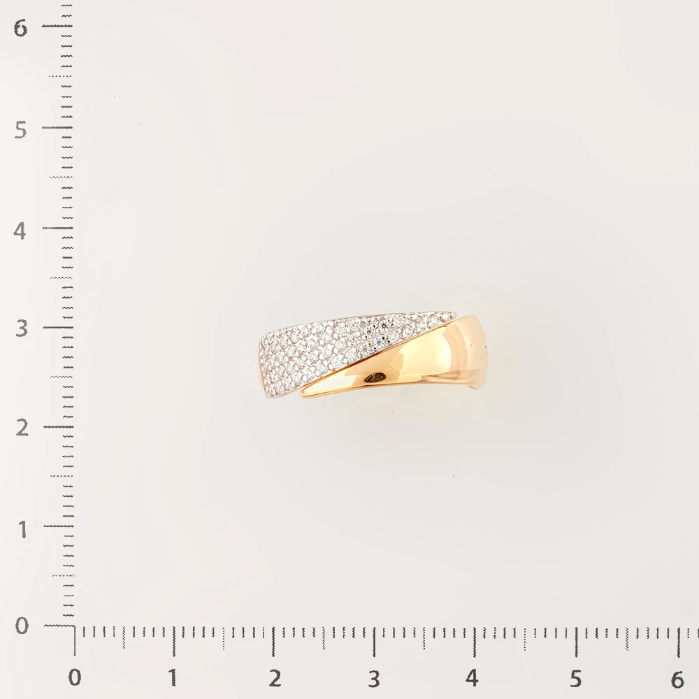 Кольцо с фианитом из красного золота 585 пробы