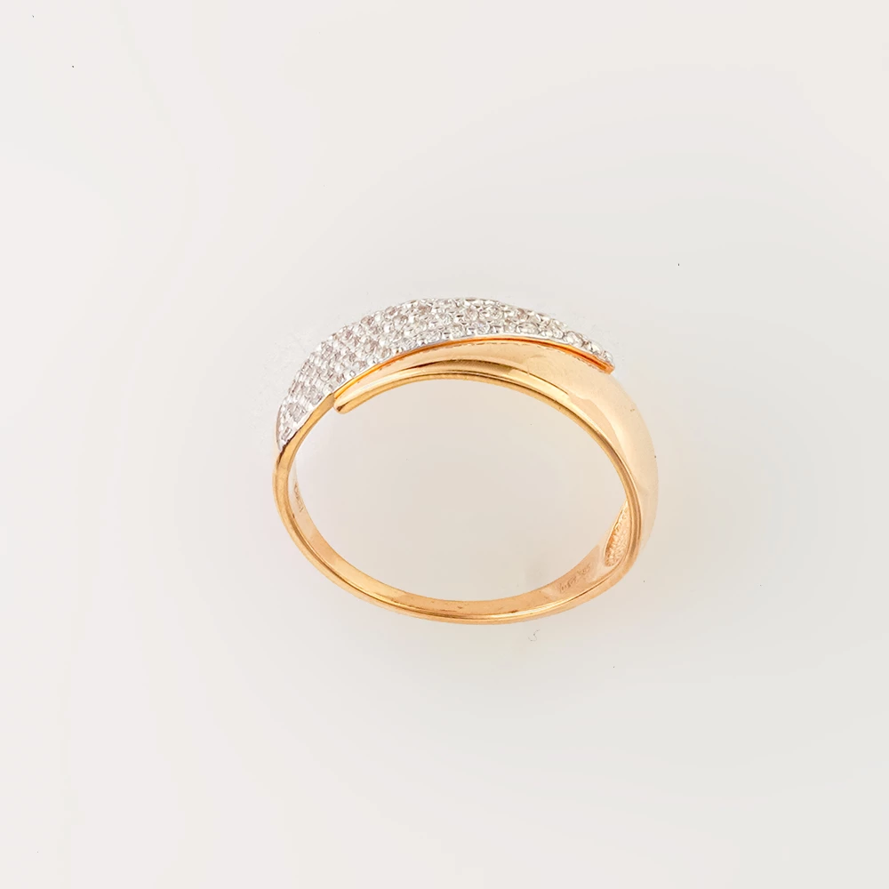 Кольцо с фианитом из красного золота 585 пробы