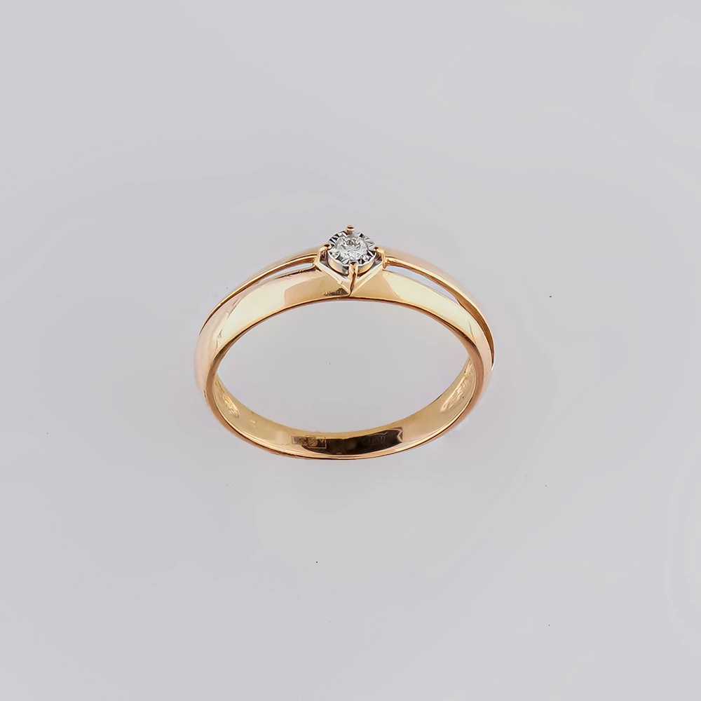 Кольцо с бриллиантом из красного золота 585 пробы