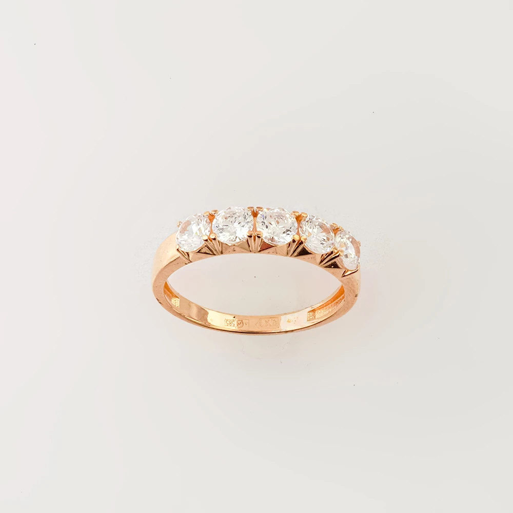 Кольцо с фианитом из красного золота 585 пробы