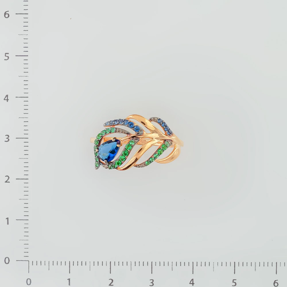 Кольцо с фианитом из красного золота 585 пробы