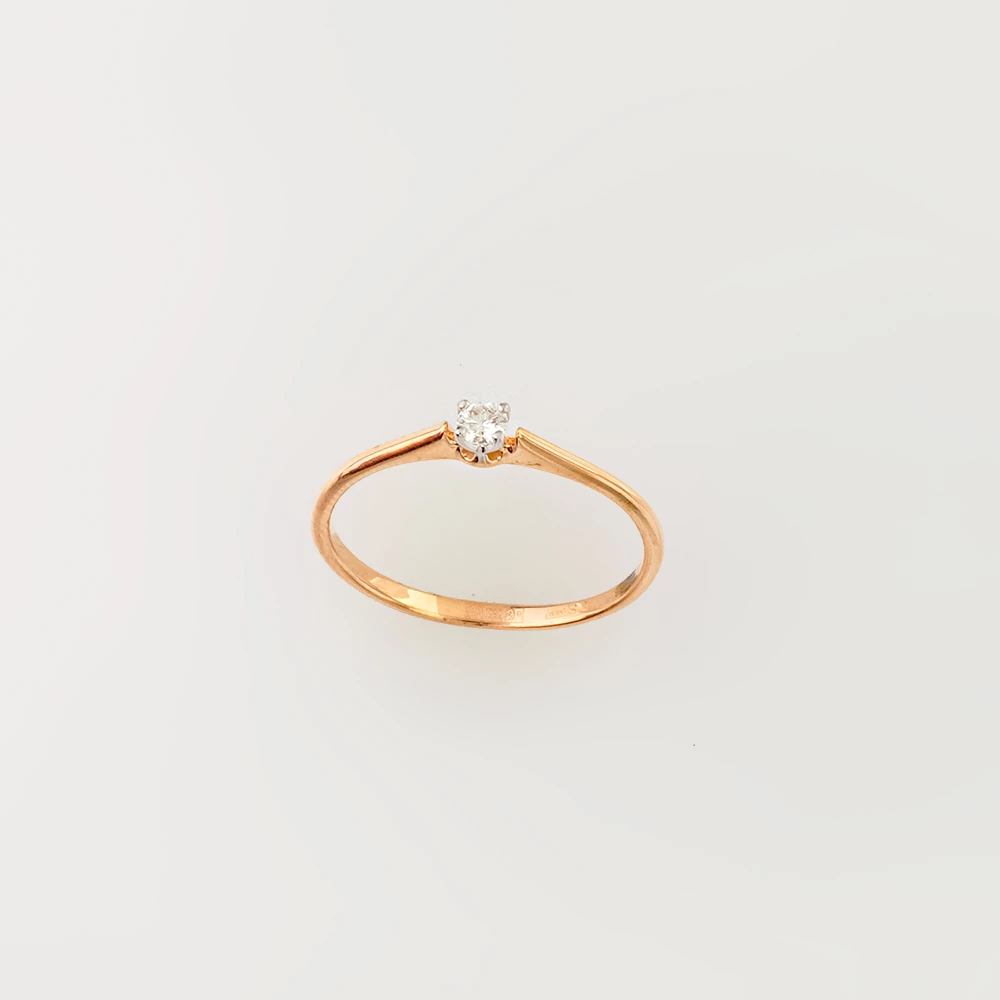 Кольцо с бриллиантом из красного золота 585 пробы