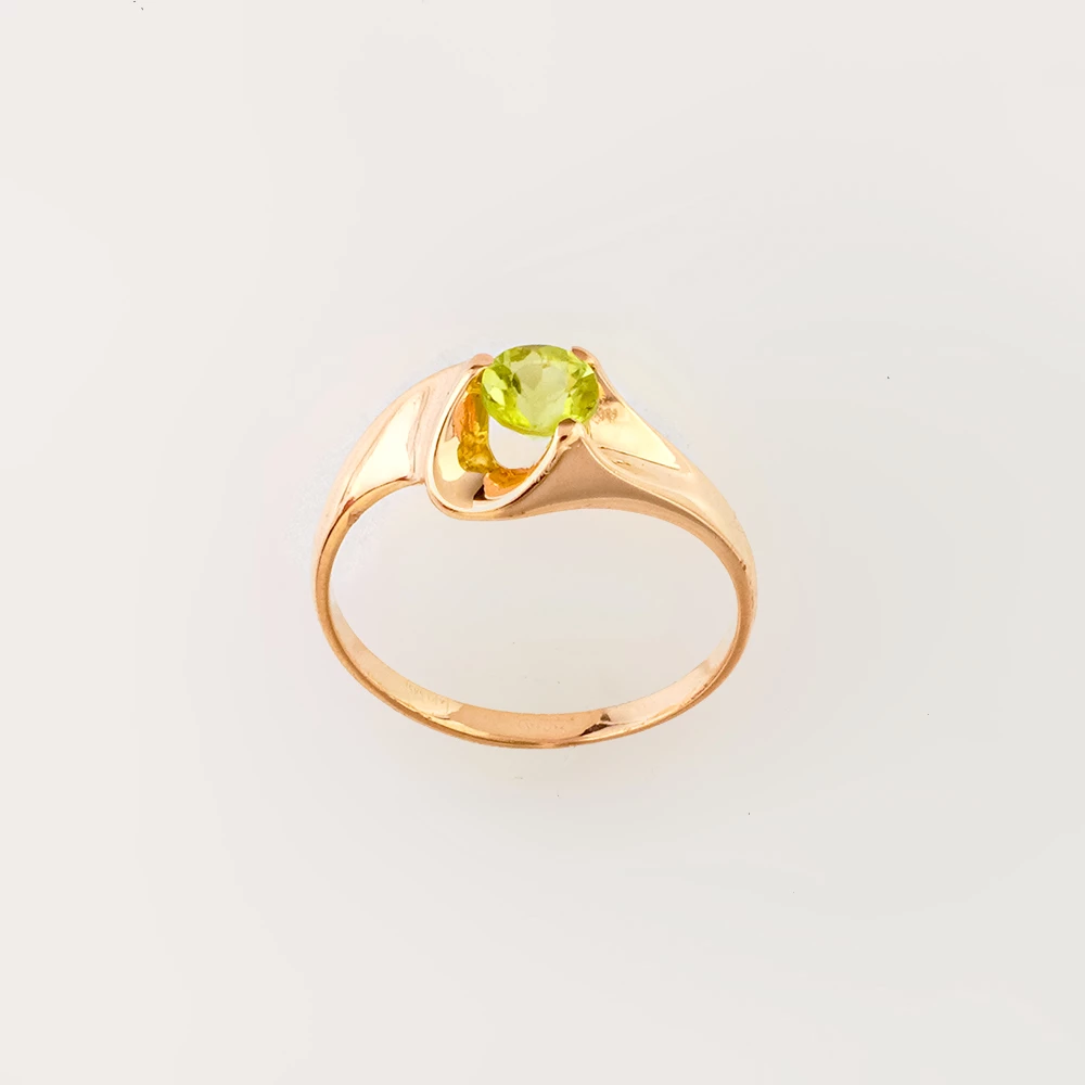 Кольцо с хризолитом из красного золота 585 пробы