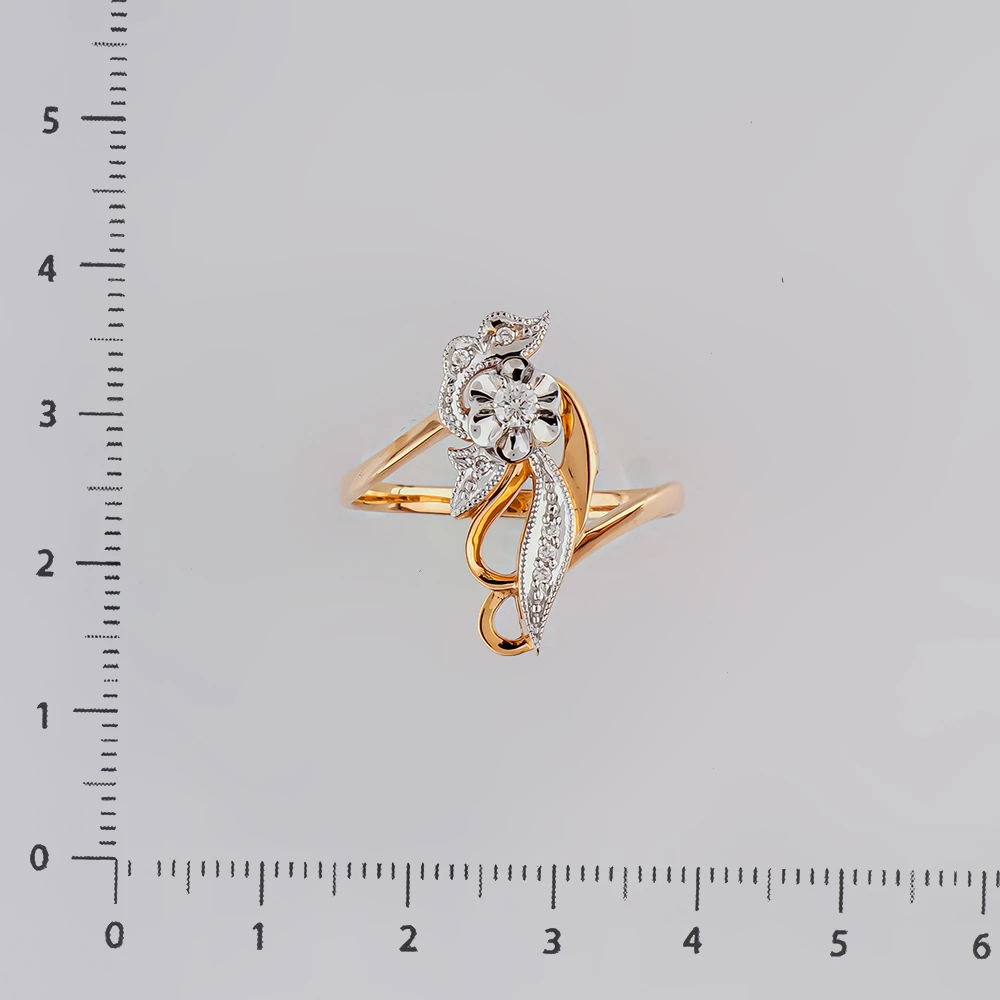 Кольцо с бриллиантом из красного золота 585 пробы