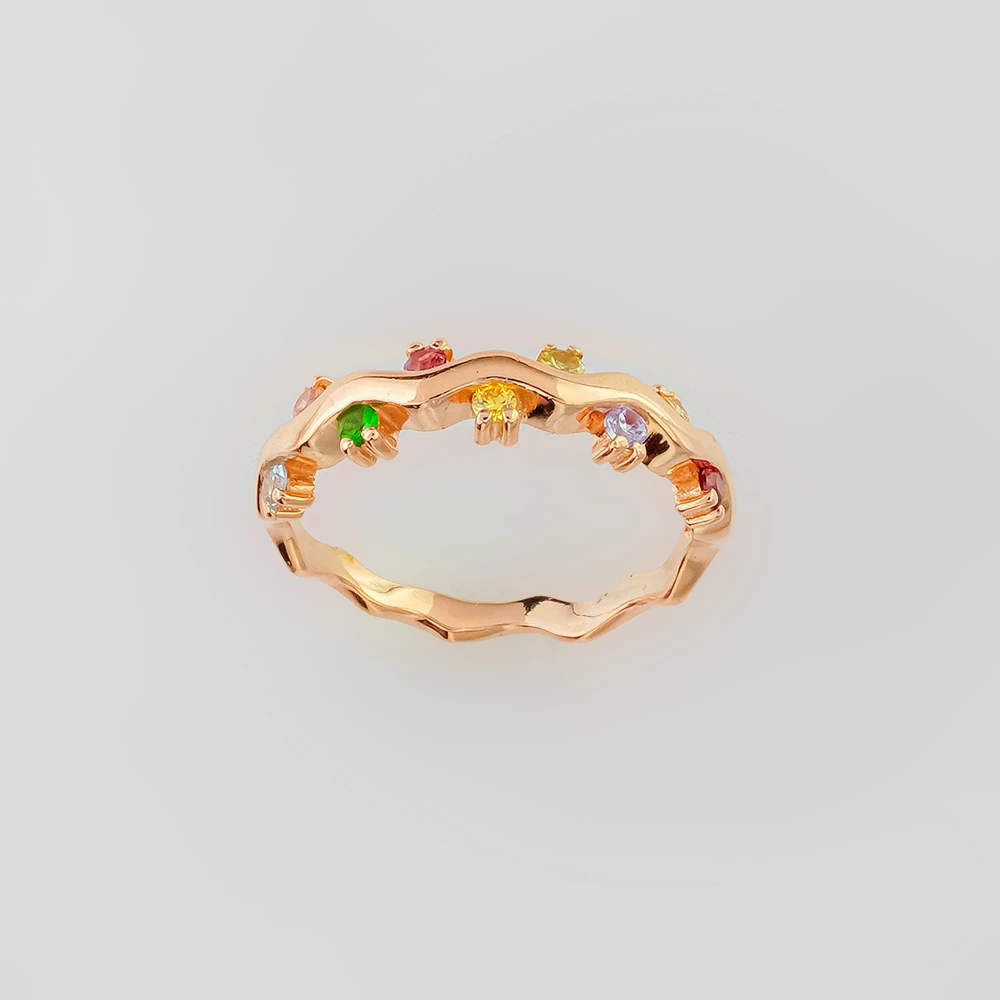 Кольцо с фианитом из красного золота 585 пробы