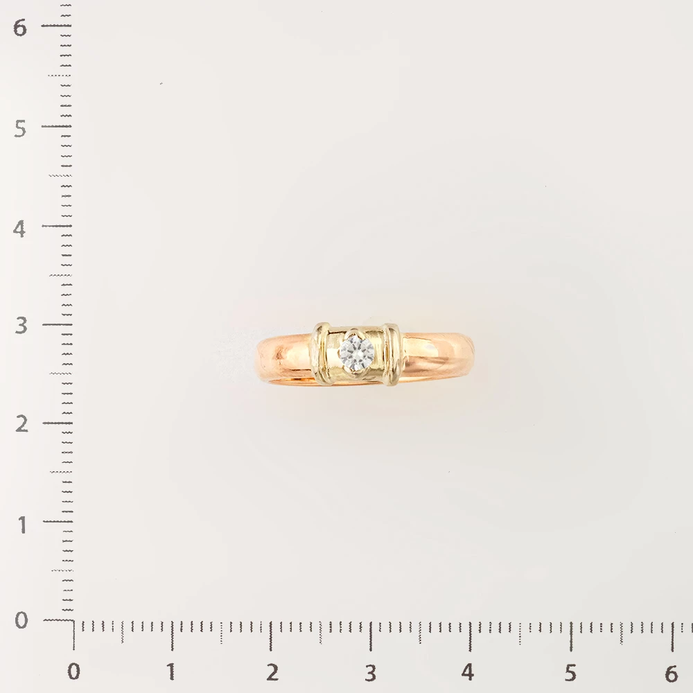 Кольцо с фианитом из красного золота 585 пробы