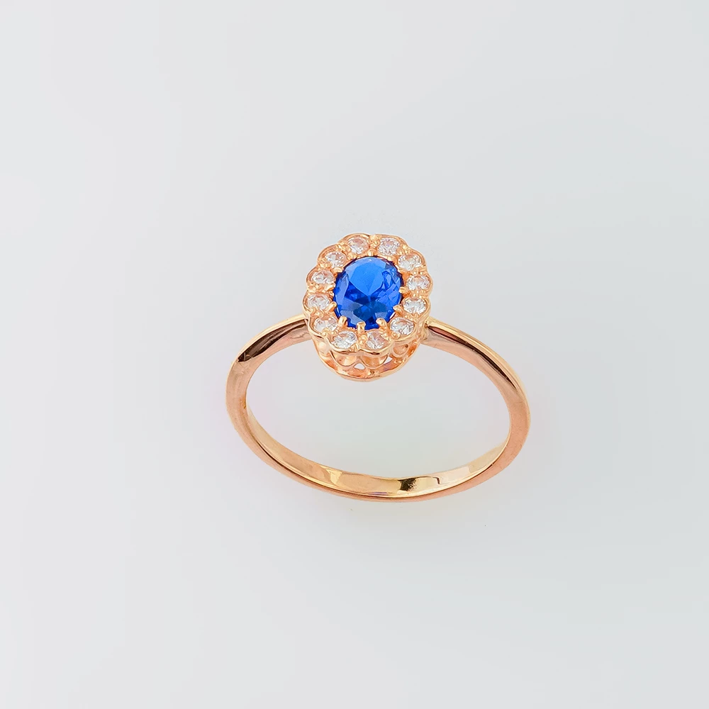 Кольцо с фианитом из красного золота 585 пробы