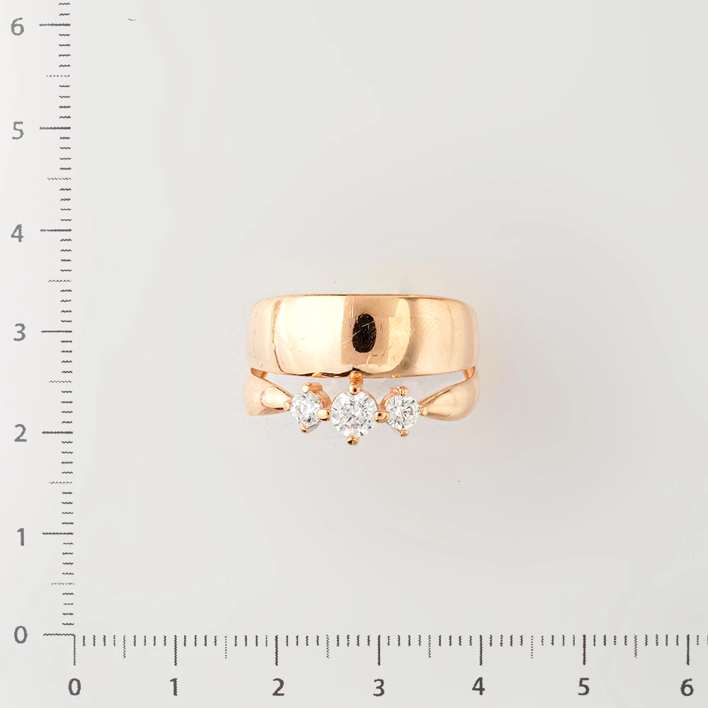 Кольцо с фианитом из красного золота 585 пробы