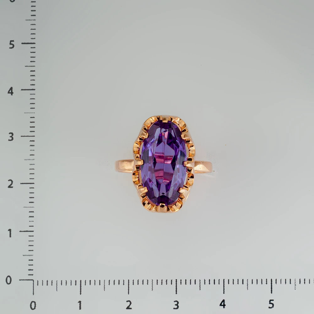 Кольцо с фианитом из красного золота 583 пробы