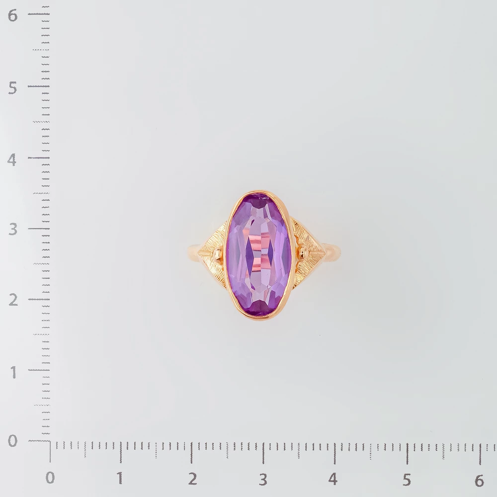 Кольцо с фианитом из красного золота 583 пробы