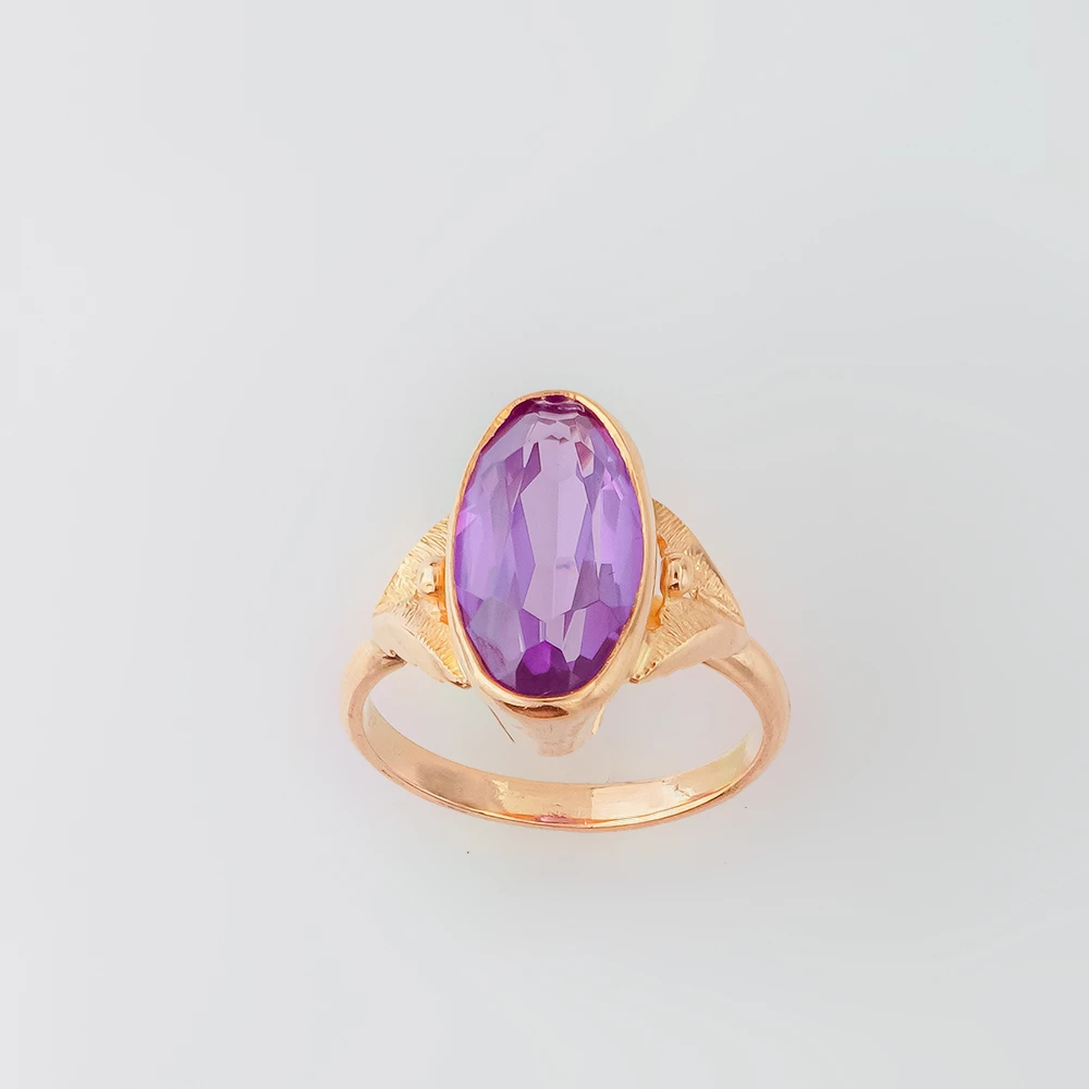 Кольцо с фианитом из красного золота 583 пробы