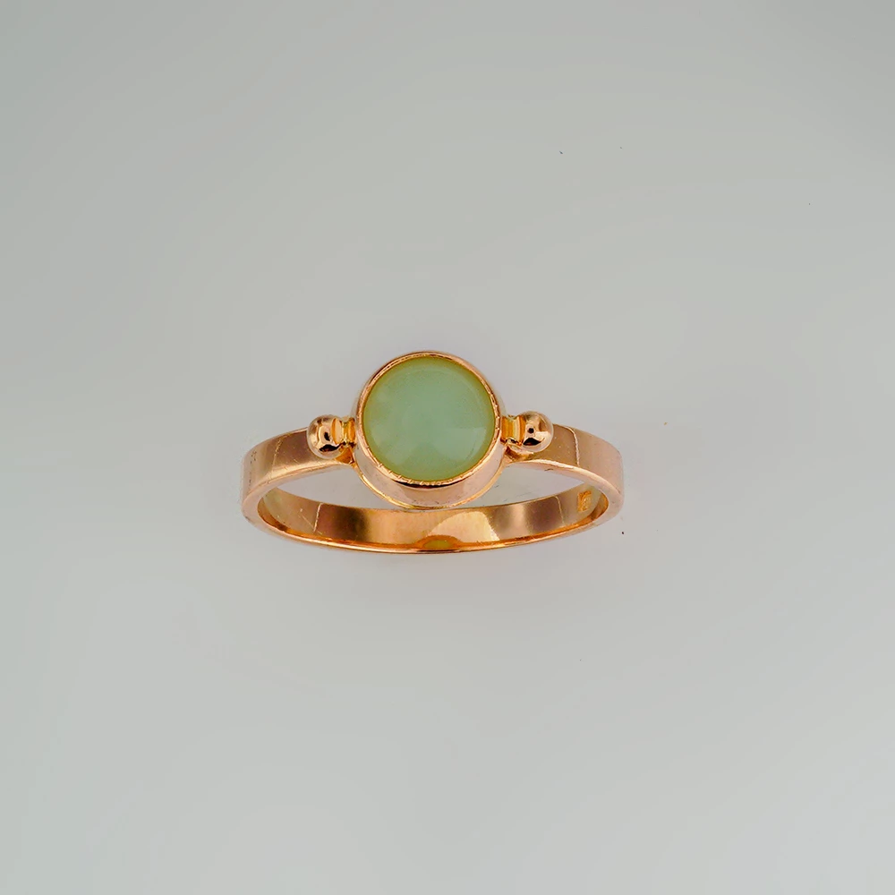 Кольцо с хризопразом из красного золота 583 пробы