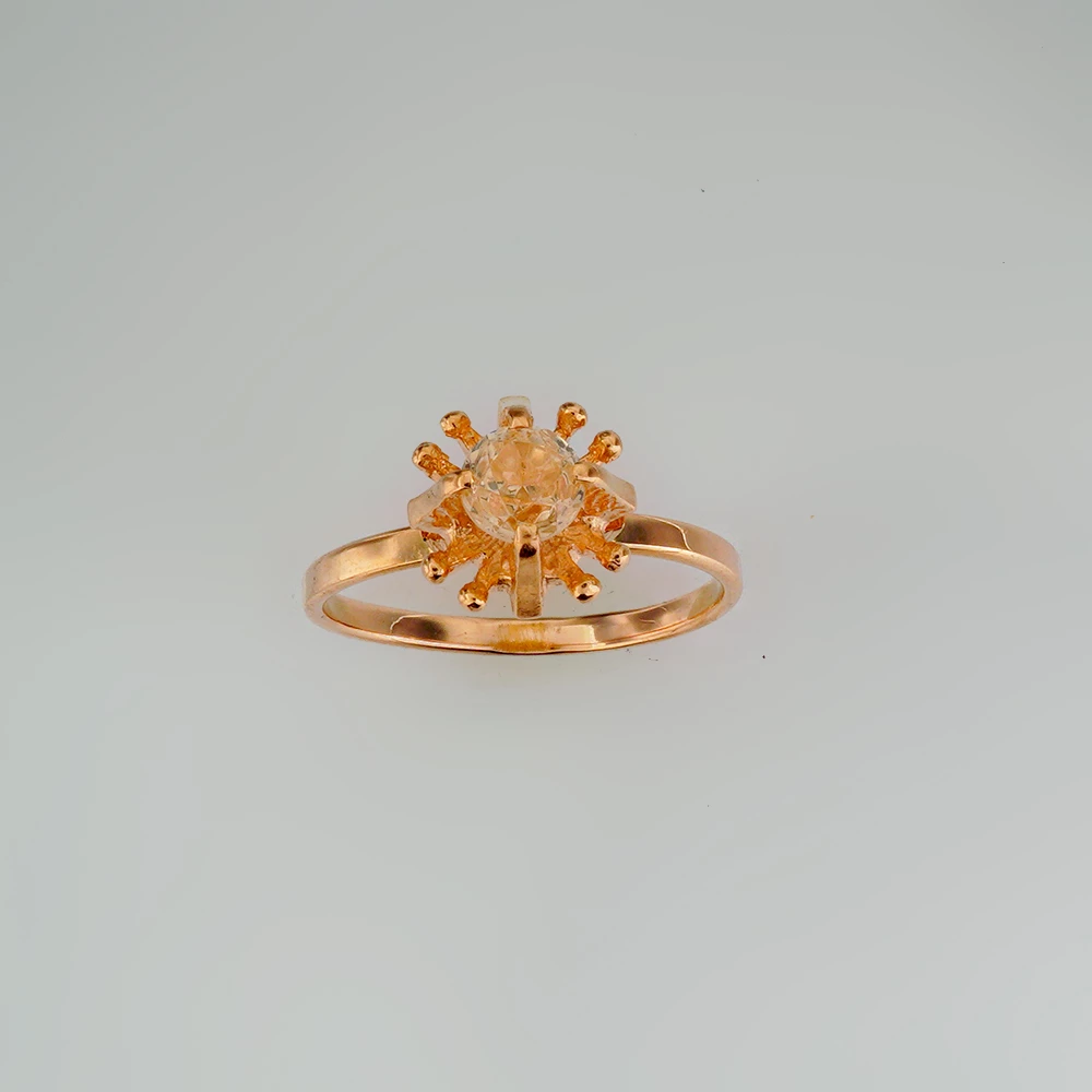 Кольцо с фианитом из красного золота 583 пробы