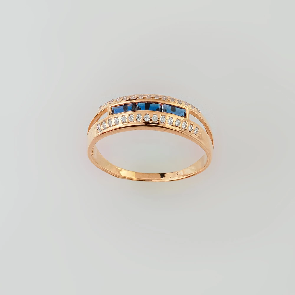 Кольцо с фианитом из красного золота 585 пробы