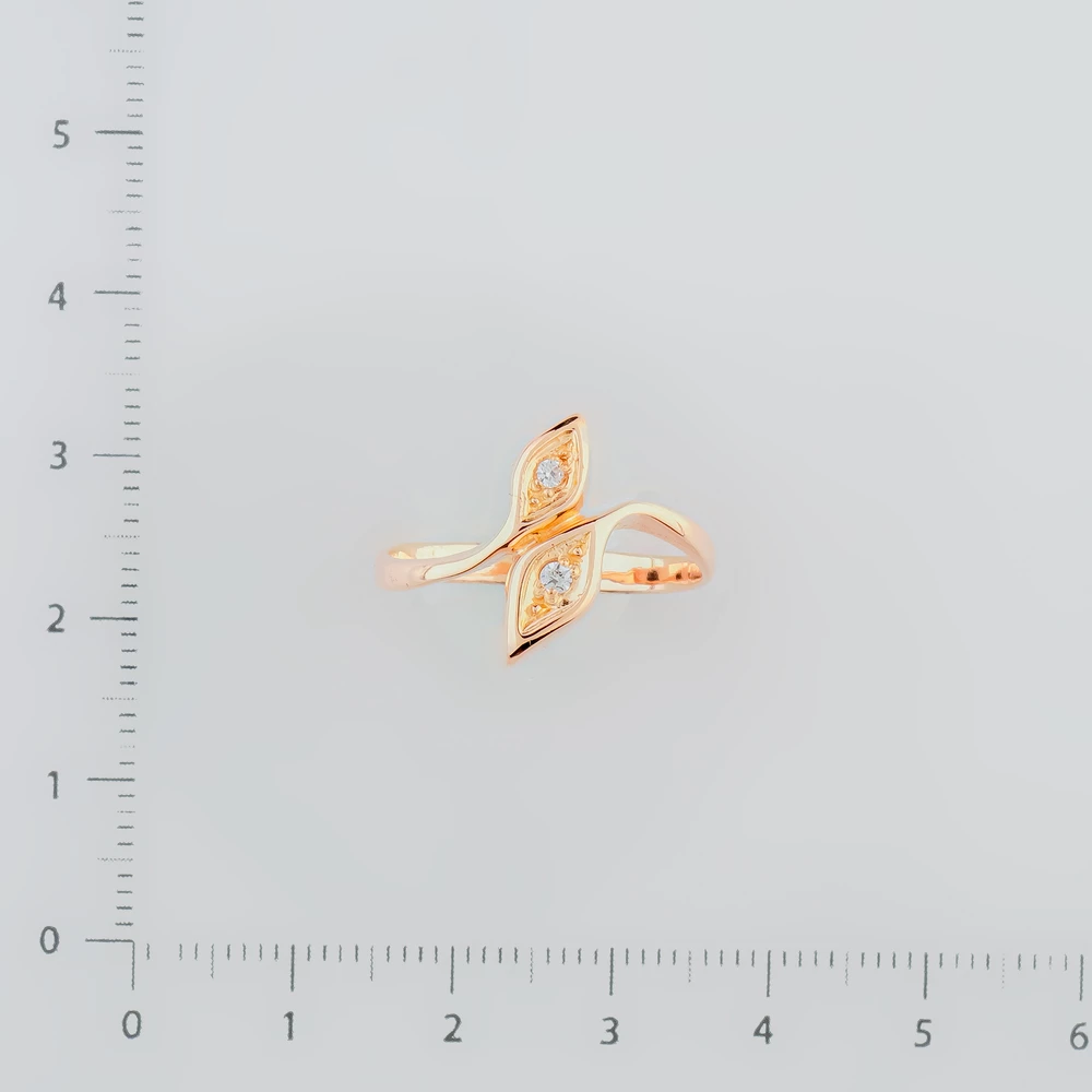 Кольцо с фианитом из красного золота 585 пробы